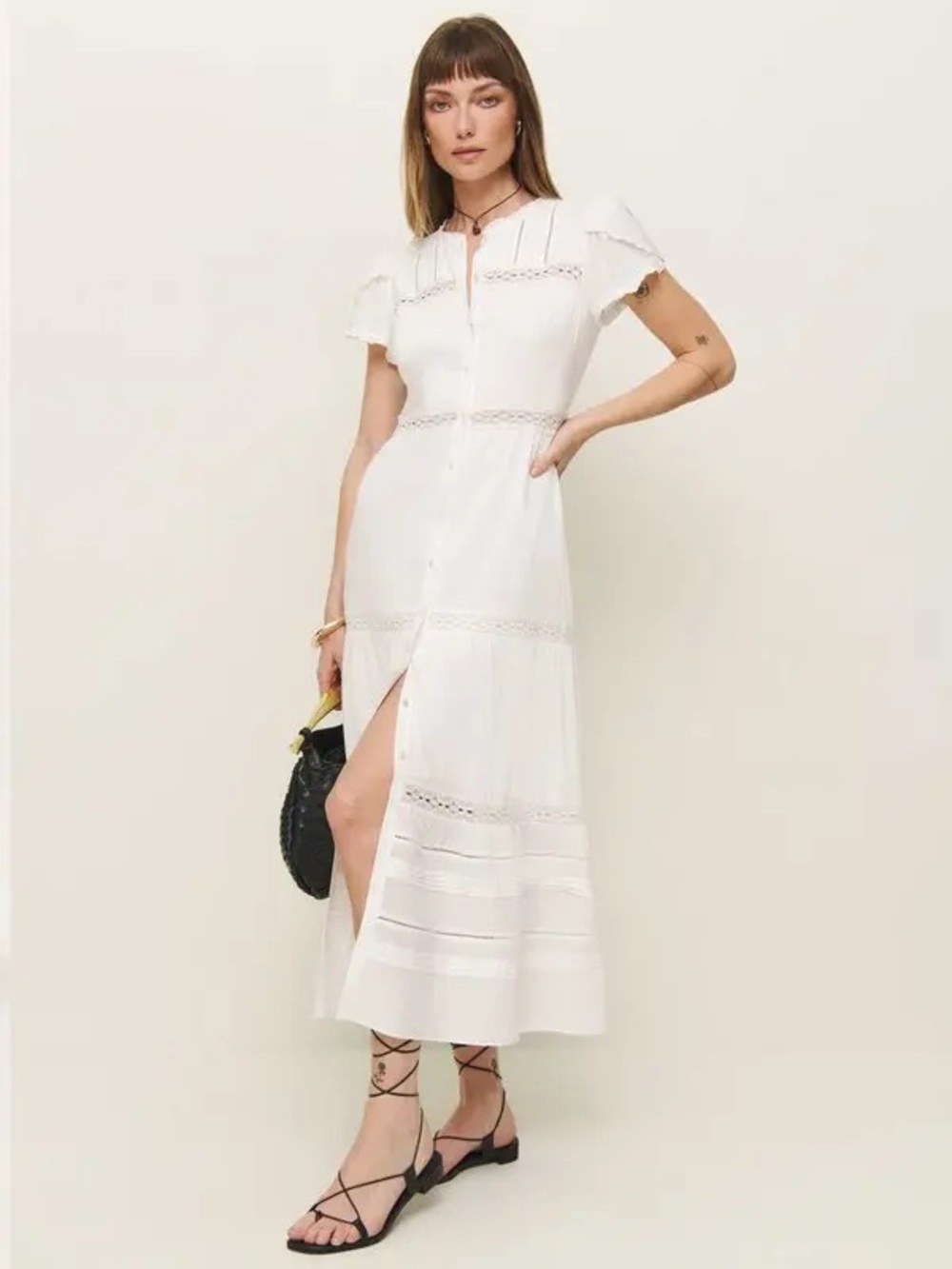 NWT Reformation Zebrina Voile Dress White Sz6